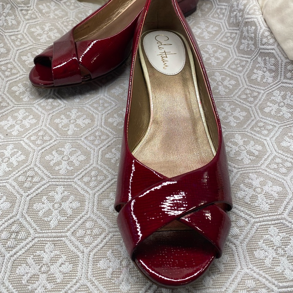 Custom Dyed Deep Red Patent Leather Cole Haan Heels